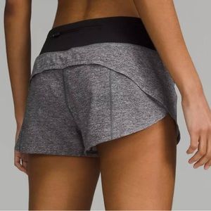 NWT Lululemon Speed Up Short, 4in inseam, 2 tone grey color, size 6